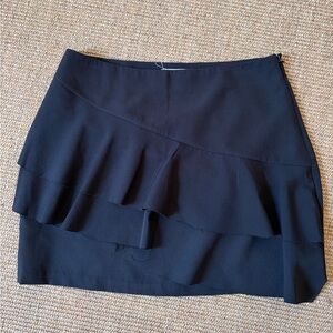 Tiered Ruffle Mini Skirt in Black